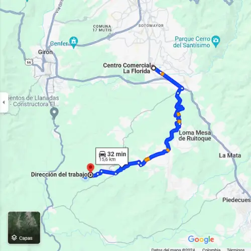 ruta para llegar a la finca de alquiler